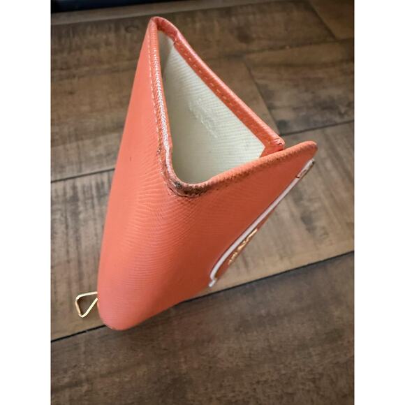 Prada Key Holder Wallet Women's Orange Saffiano Leather Made Italy Gold Hardware - Picture 5 of 13